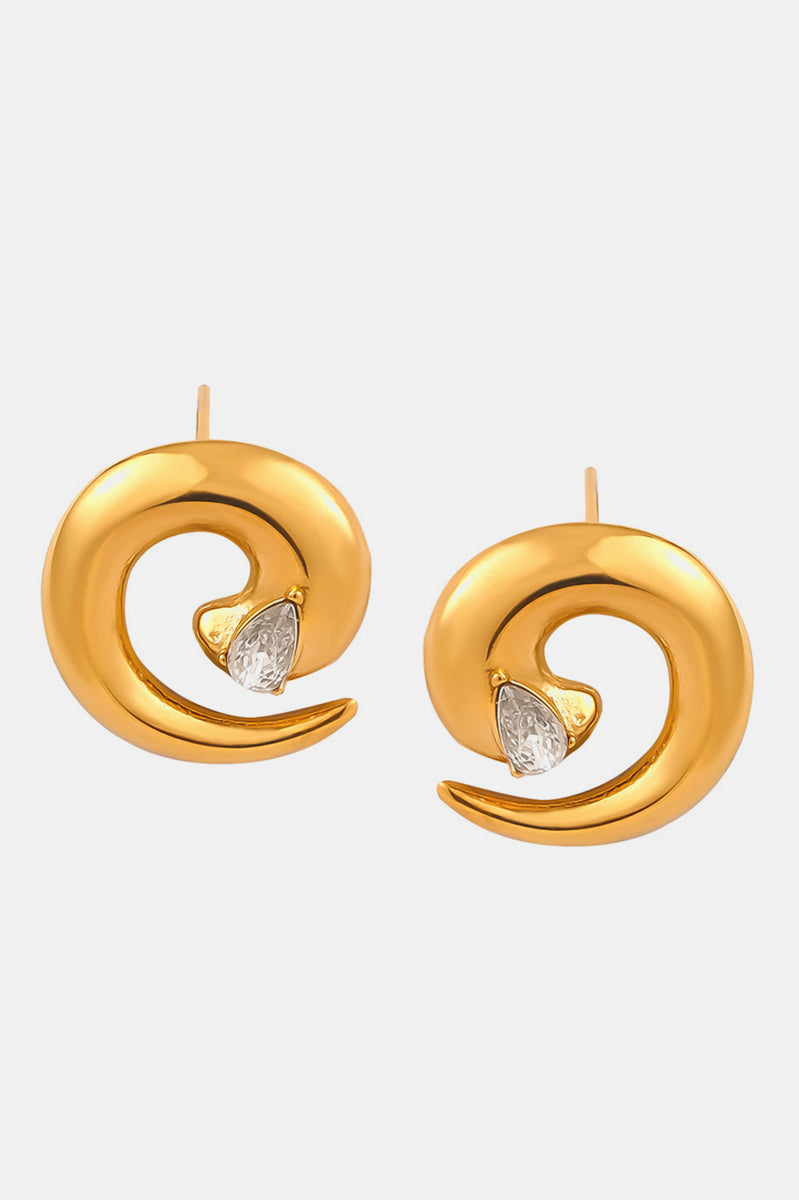 Titanium Steel Zircon Spiral Shape Earrings Trendsi