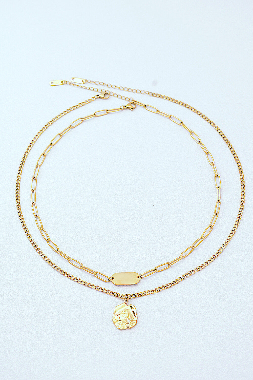 Gold-Plated Double-Layered Pendant Necklace Trendsi