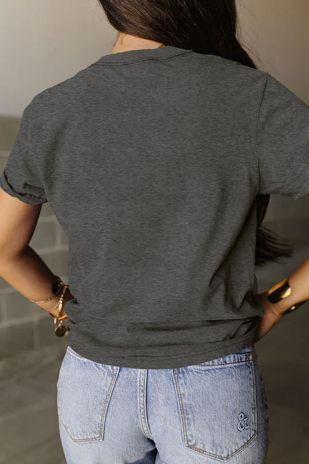 Full Size Letter Graphic Round Neck Short Sleeve T-Shirt Trendsi