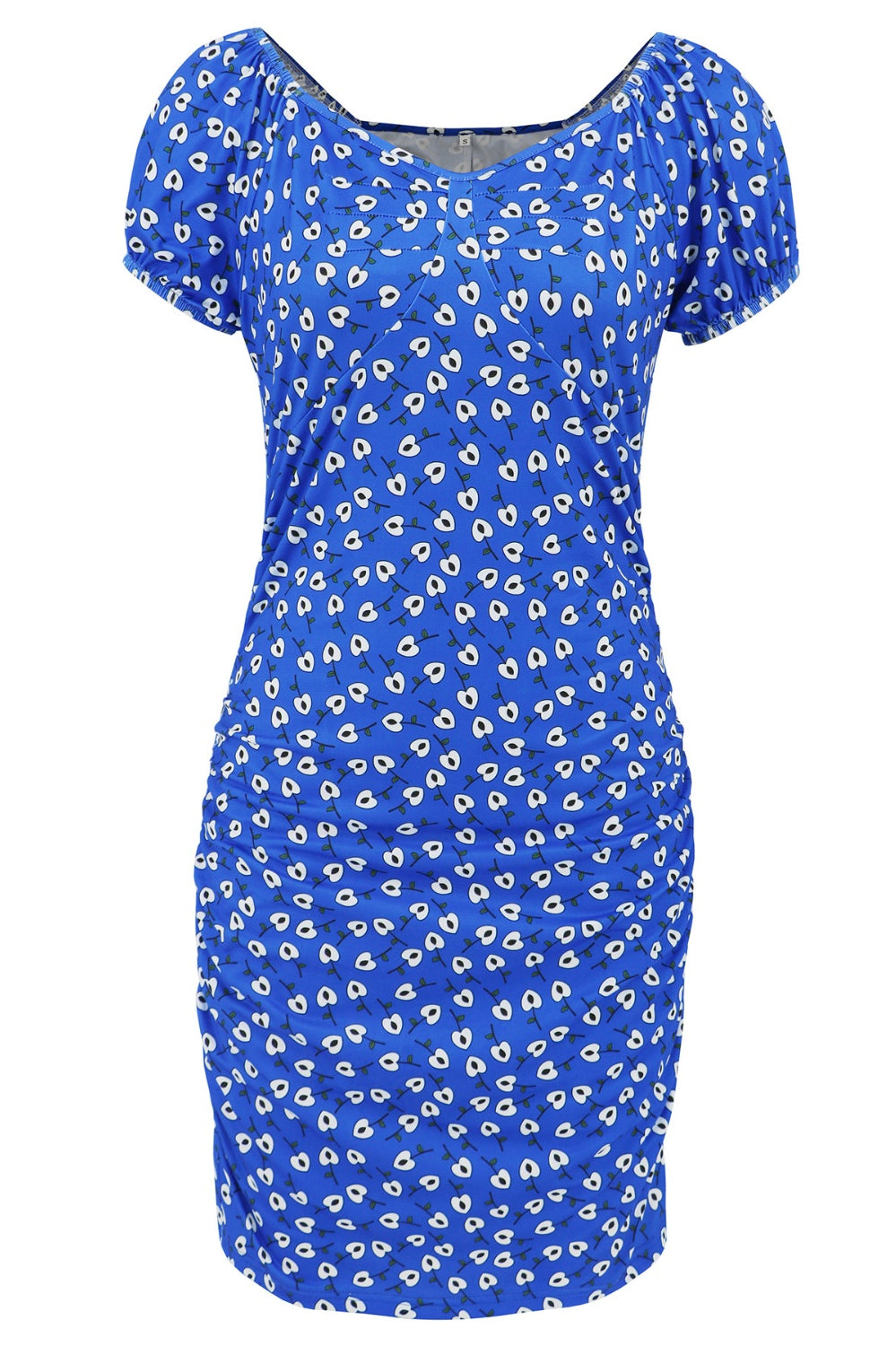 Printed V-Neck Short Sleeve Mini Dress Trendsi