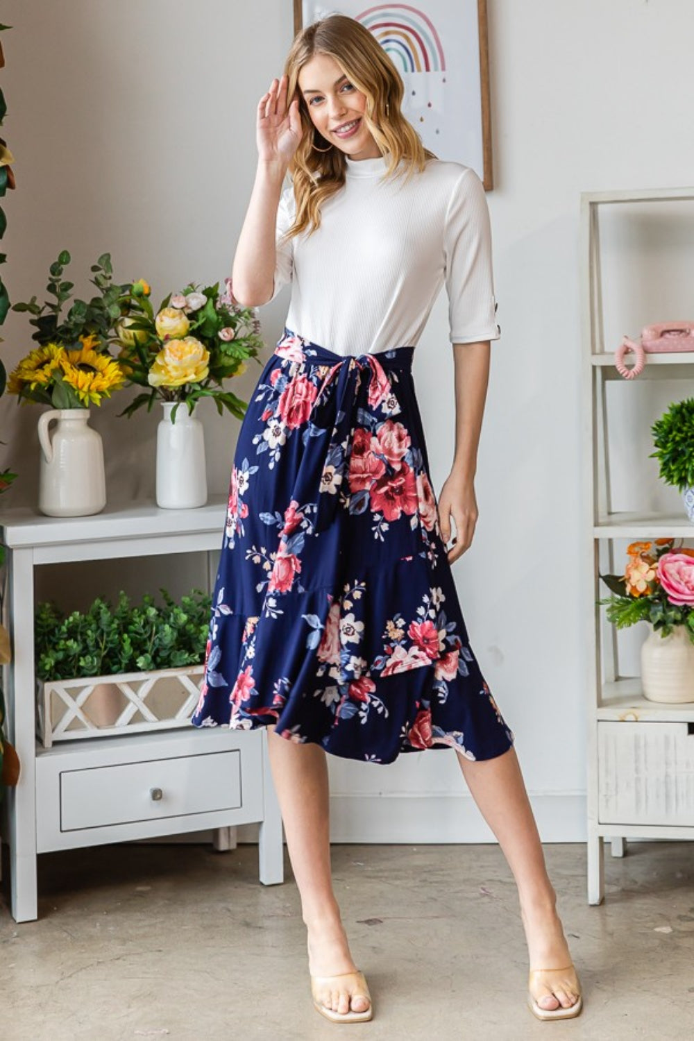 Reborn J Floral Wrap Ruffled Skirt Trendsi