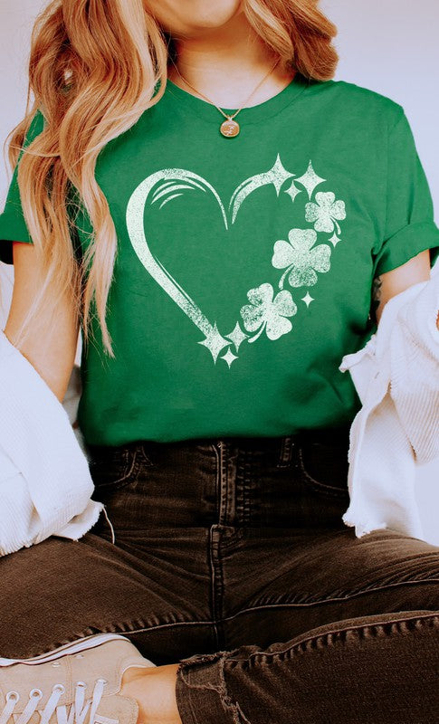 Distressed Clover Heart St Patricks Graphic Tee Kissed Apparel