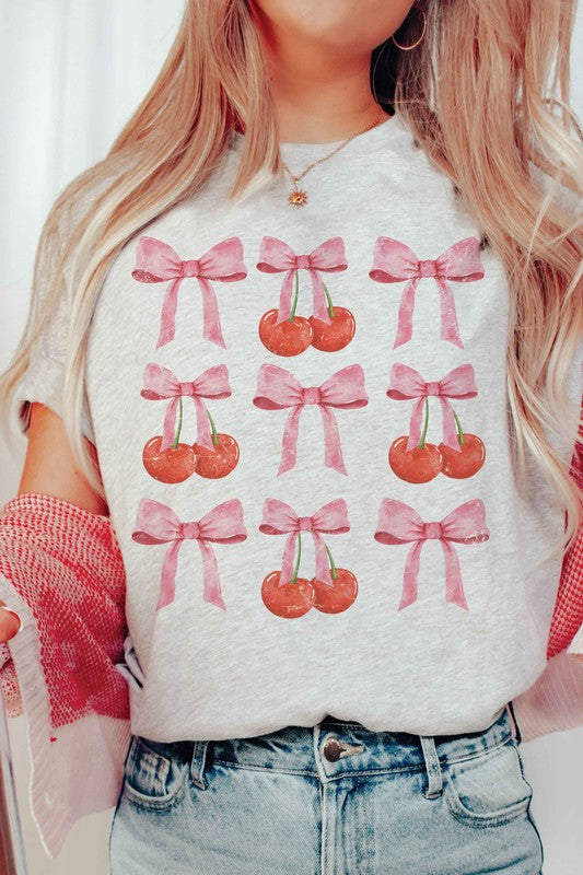 CHERRIES AND BOWS Graphic T-Shirt A. BLUSH CO.