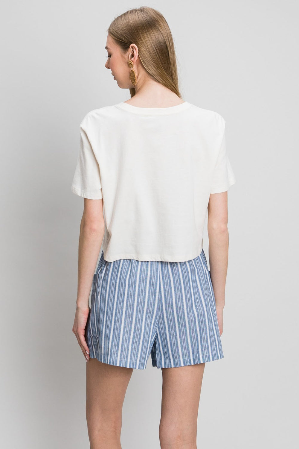 Cotton Bleu by Nu Label Yarn Dye Striped Shorts Trendsi