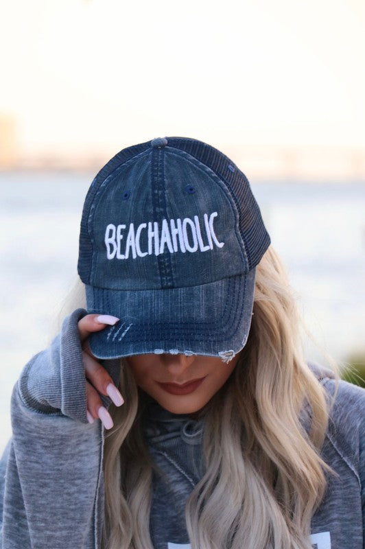 Beachaholic Embroidered Trucker Hat Ocean and 7th