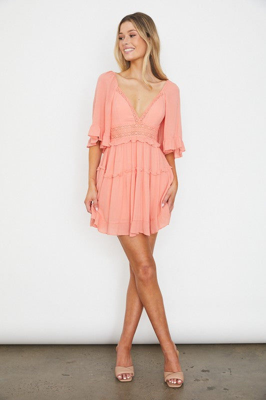 Flutter Sleeved Mini Dress One and Only Collective Inc