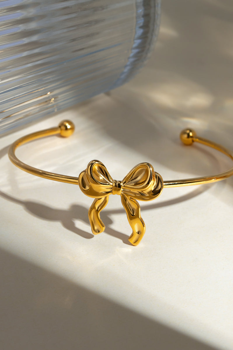 18K Gold-Plated Stainless Steel Bow Bracelet Trendsi