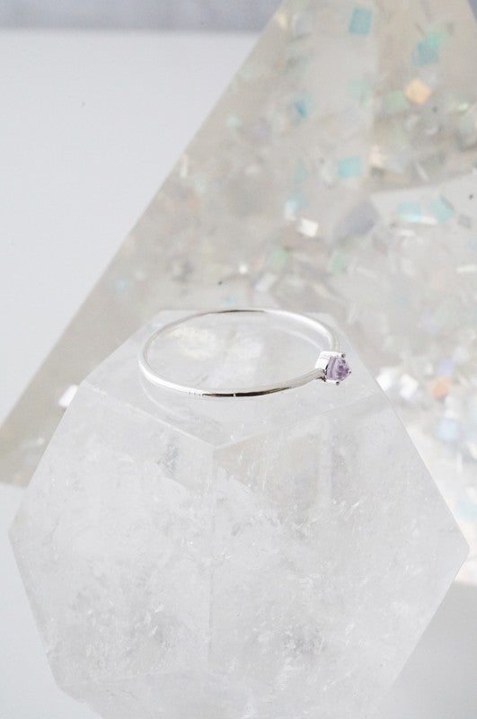 Amethyst Crystal Point Solitaire Ring HONEYCAT Jewelry