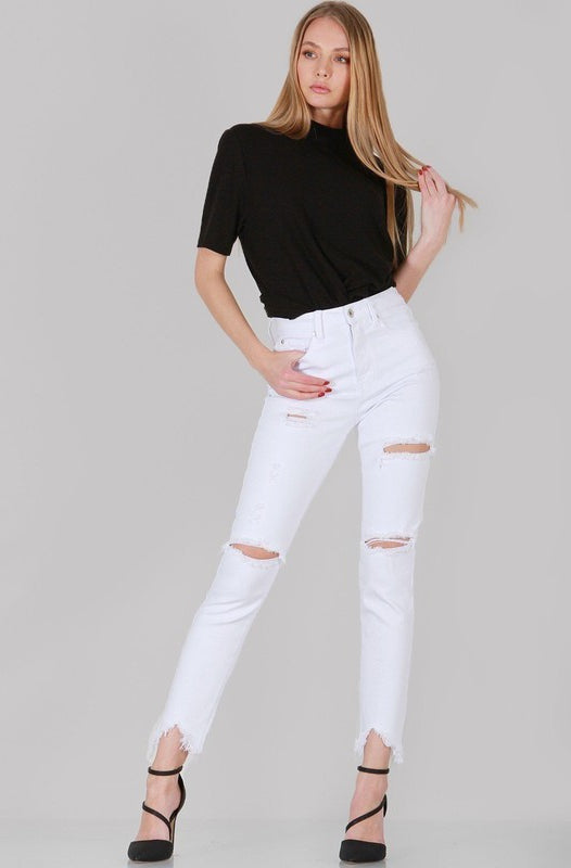 DISTRESSED HIGH RISE SKINNY SPECIAL A JEANS
