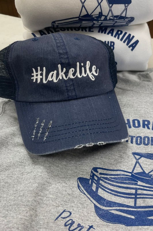 Lakelife Embroidered Trucker Hat Ocean and 7th