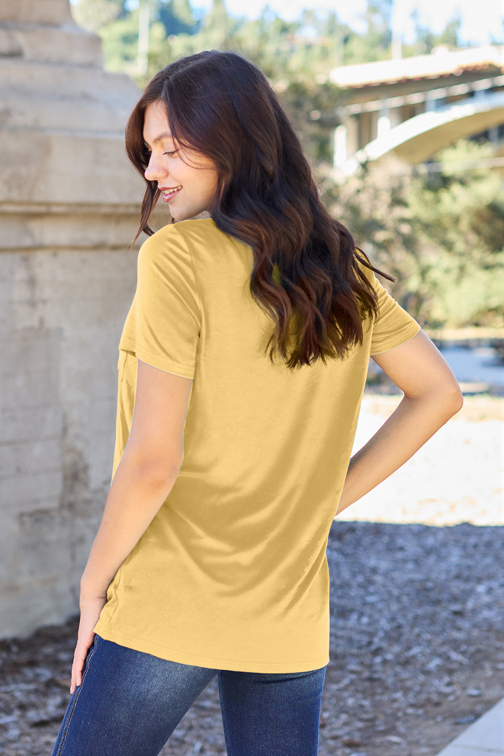 Basic Bae Bamboo Full Size  V-Neck Short Sleeve T-Shirt Trendsi