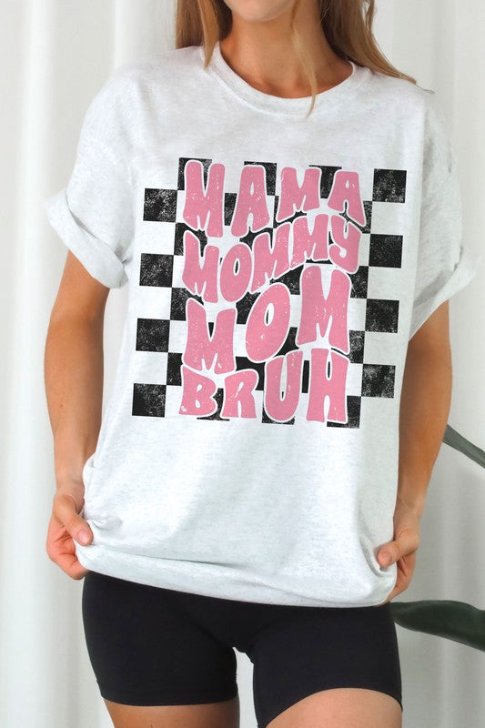 CHECKERED MAMA MOMMY MOM BRUH Graphic T-Shirt A. BLUSH CO.