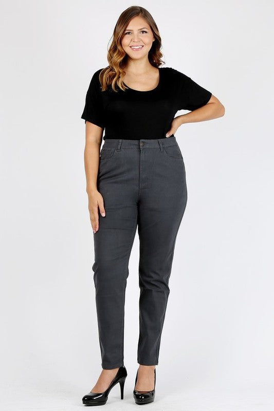 Plus Size High Waist Solid Stretch Jeans Pants Bagel