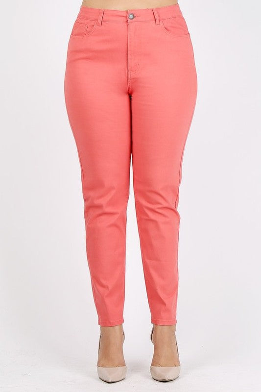 Plus Size High Waist Solid Stretch Jeans Pants Bagel