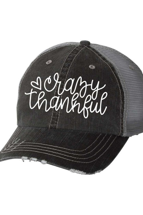 Crazy Thankful Embroidered Trucker hat Ocean and 7th