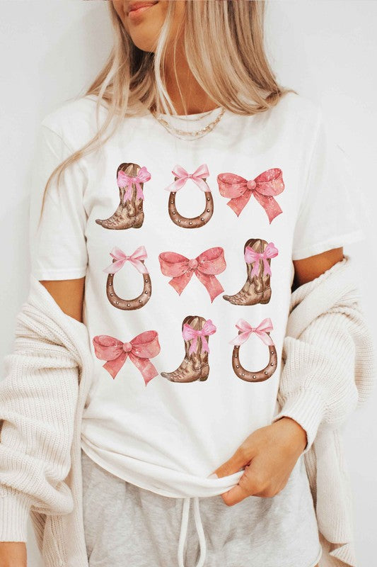 BOOTS HORSESHOES AND BOWS Graphic T-Shirt A. BLUSH CO.