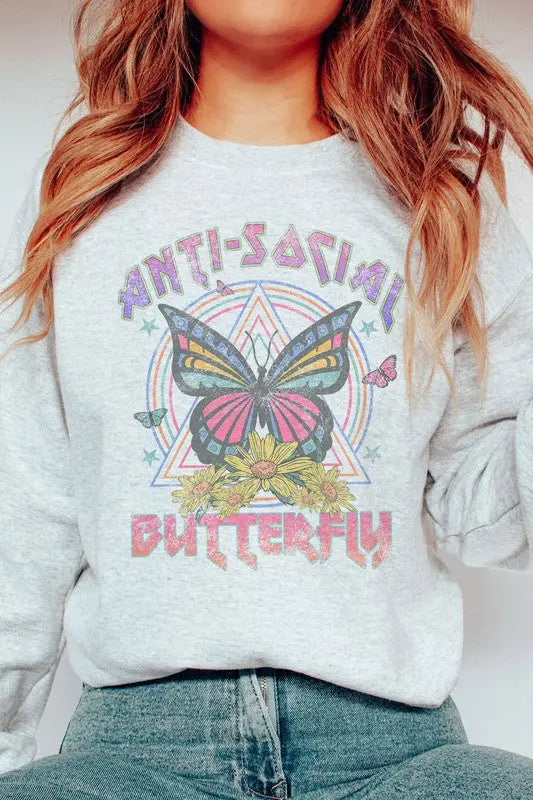 ANTI-SOCIAL BUTTERFLY GRAPHIC SWEATSHIRT BLUME AND CO.