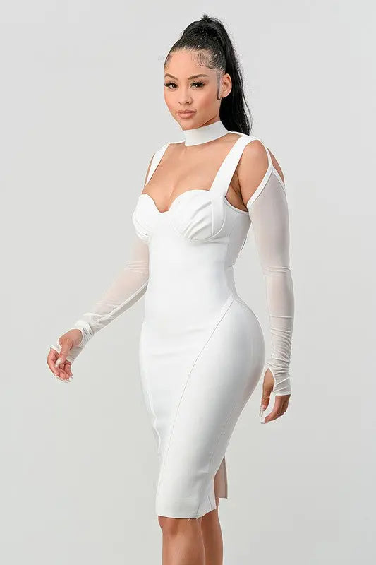 ATHINA Chic Contour Cold-Shoulder Midi Dress Athina