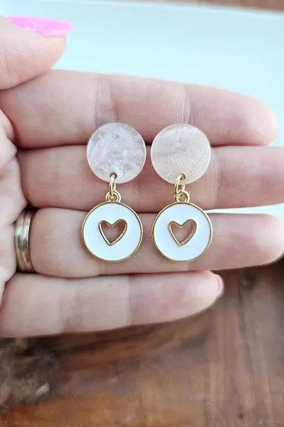 Amora Heart Earrings - White Spiffy & Splendid