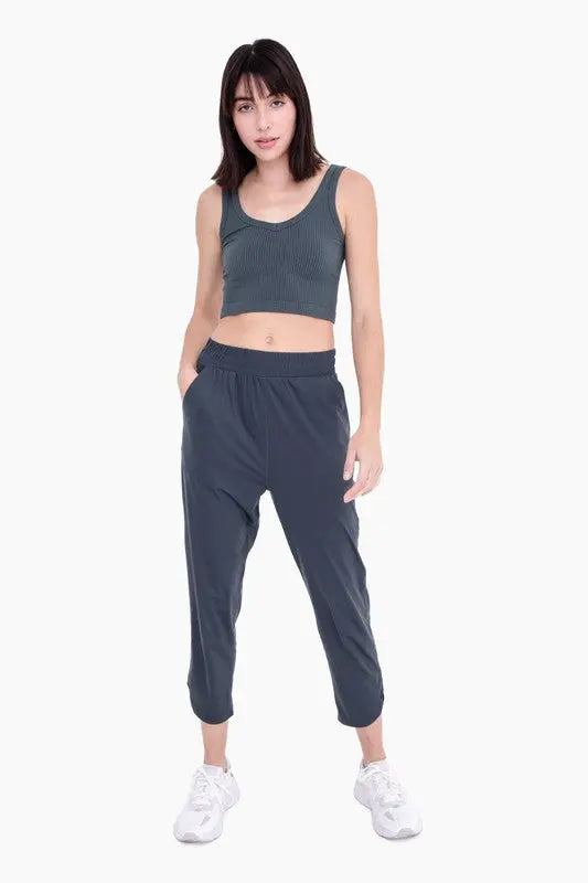 Athleisure Joggers with Curved Notch Hem Mono B