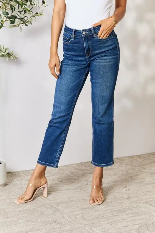 BAYEAS Cropped Straight Jeans Trendsi