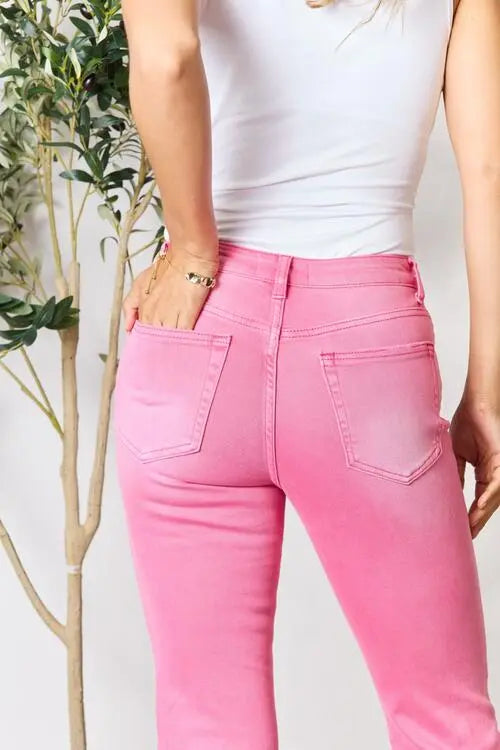 BAYEAS Frayed Hem Bootcut Jeans Trendsi