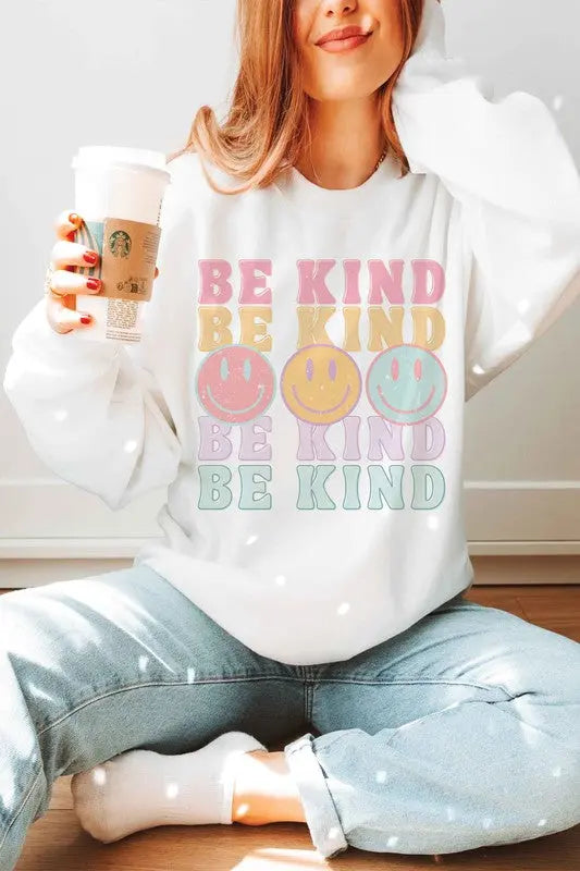 BE KIND HAPPY FACES Graphic Sweatshirt BLUME AND CO.