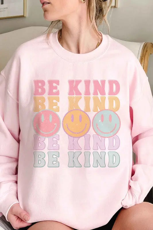 BE KIND HAPPY FACES Graphic Sweatshirt BLUME AND CO.