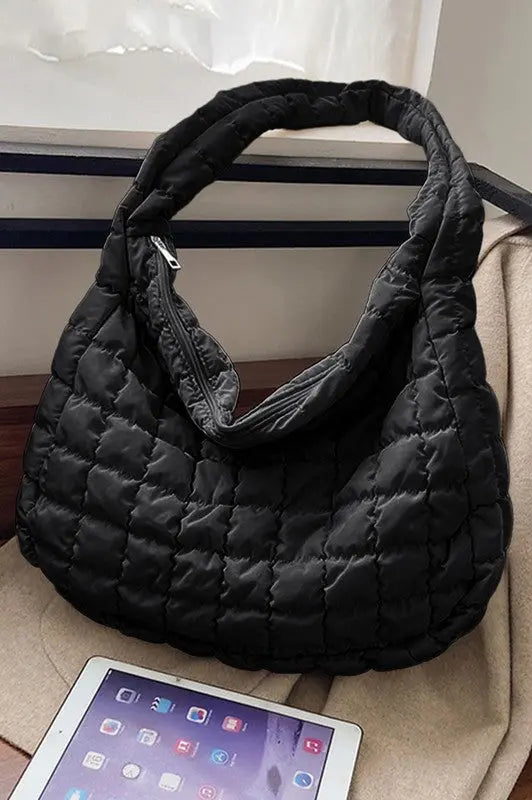 Beige Quilted Zipper Large Jennie  Shoulder Bag EG fashion