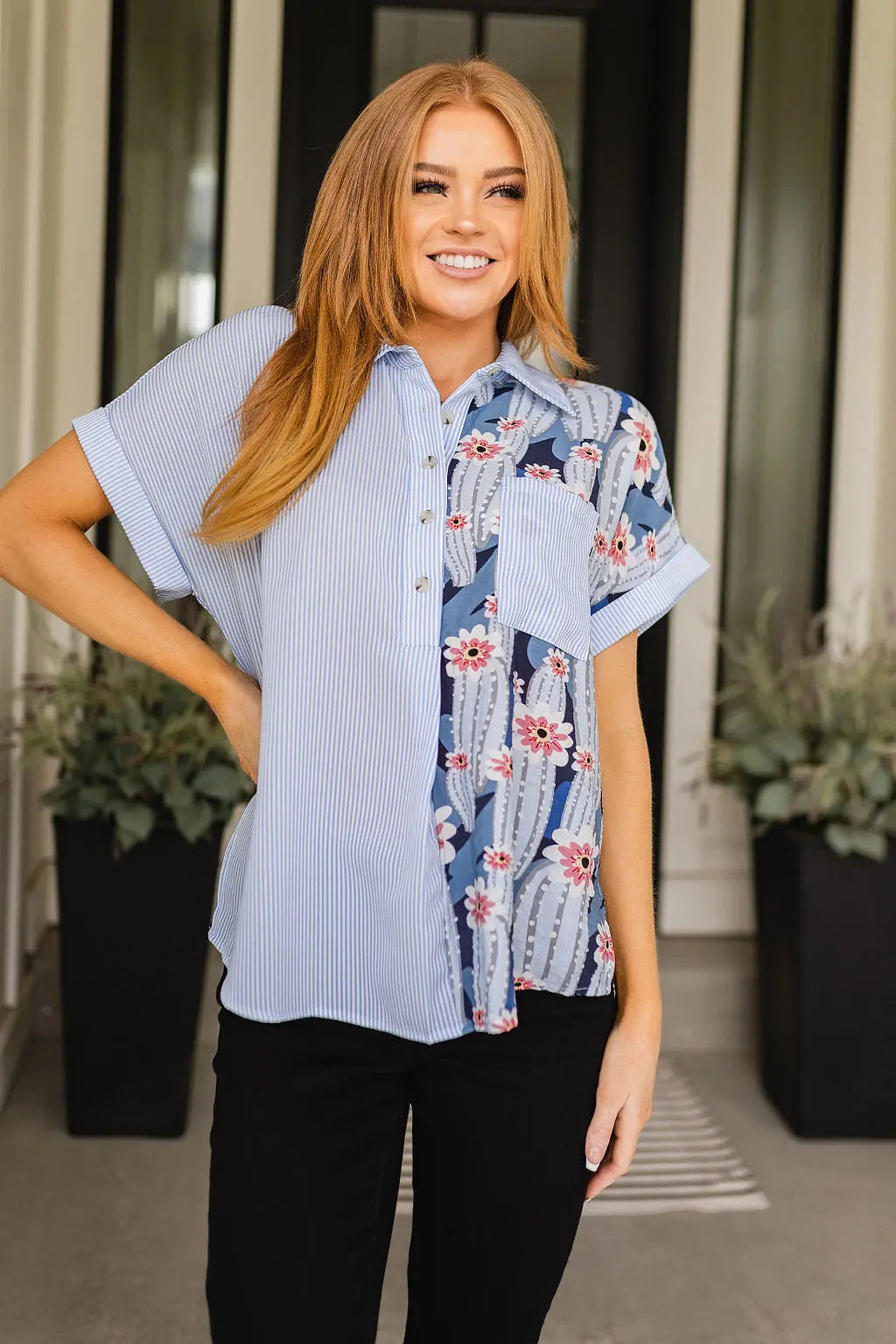 Best Of Both Worlds Button Down Top Ave Shops