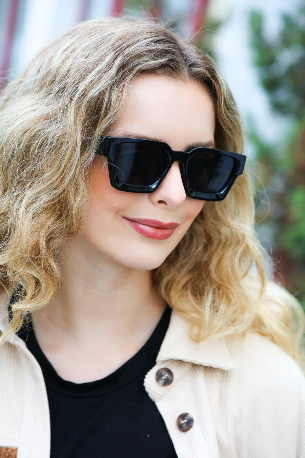 Black Thick Frame Rectangle Sunglasses ANARK STREET