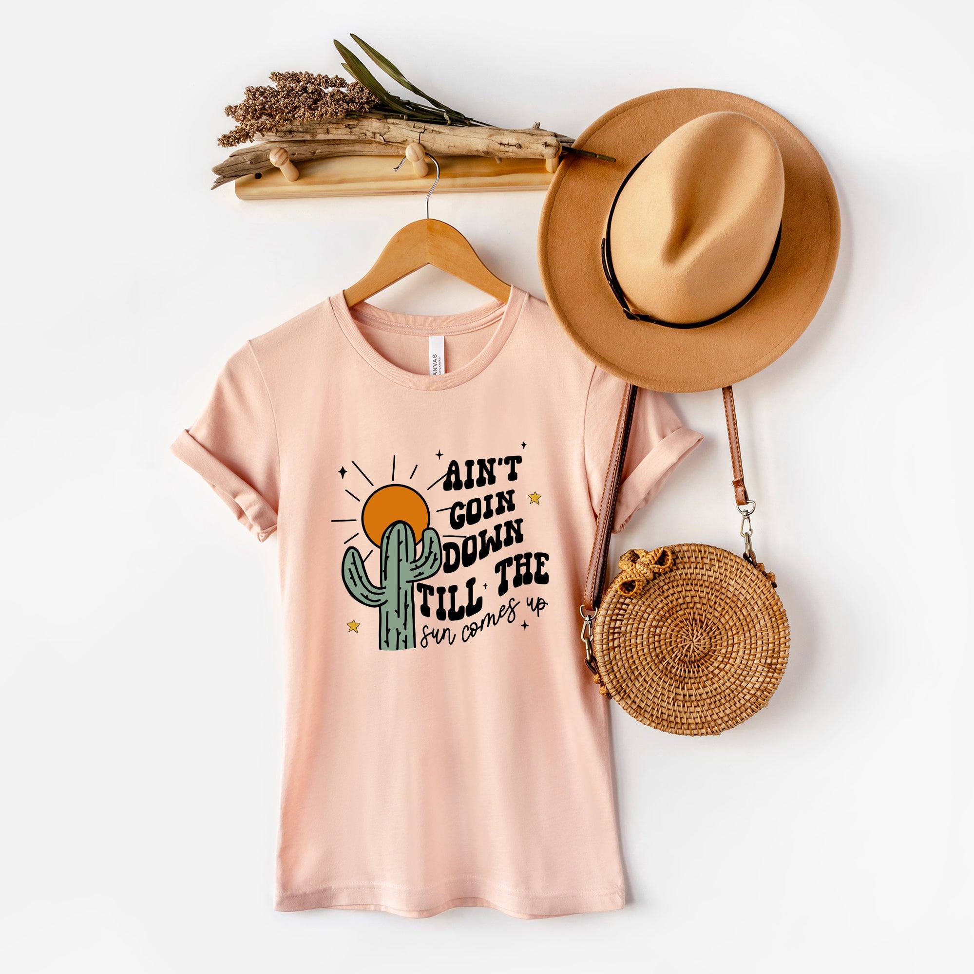 Ain't Goin Down Cactus | Short Sleeve Crewneck Olive and Ivory Retail