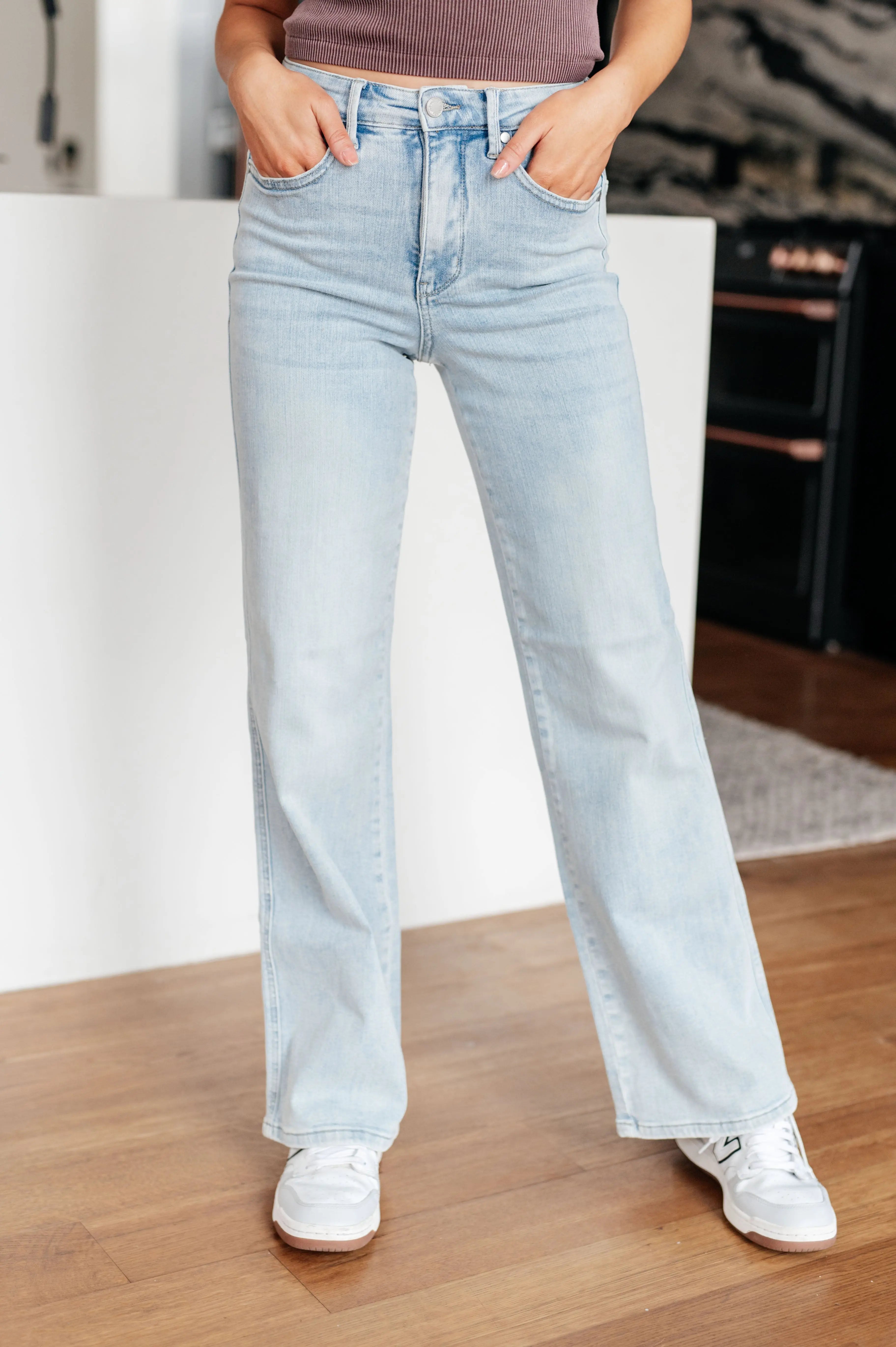 Brooke High Rise Control Top Vintage Wash Straight Jeans Ave Shops