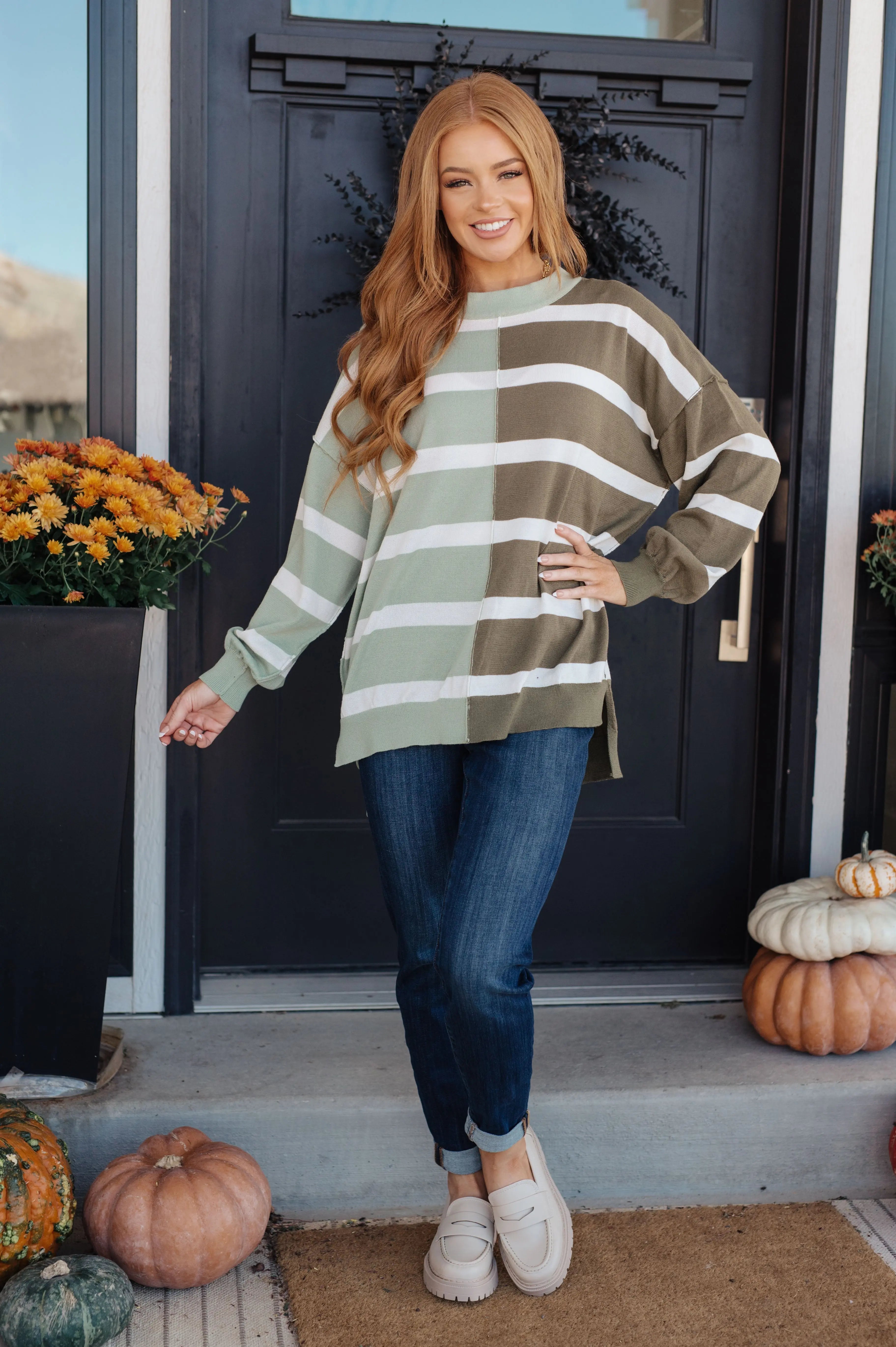 Can't Decide Color Block Striped Sweater Ave Shops