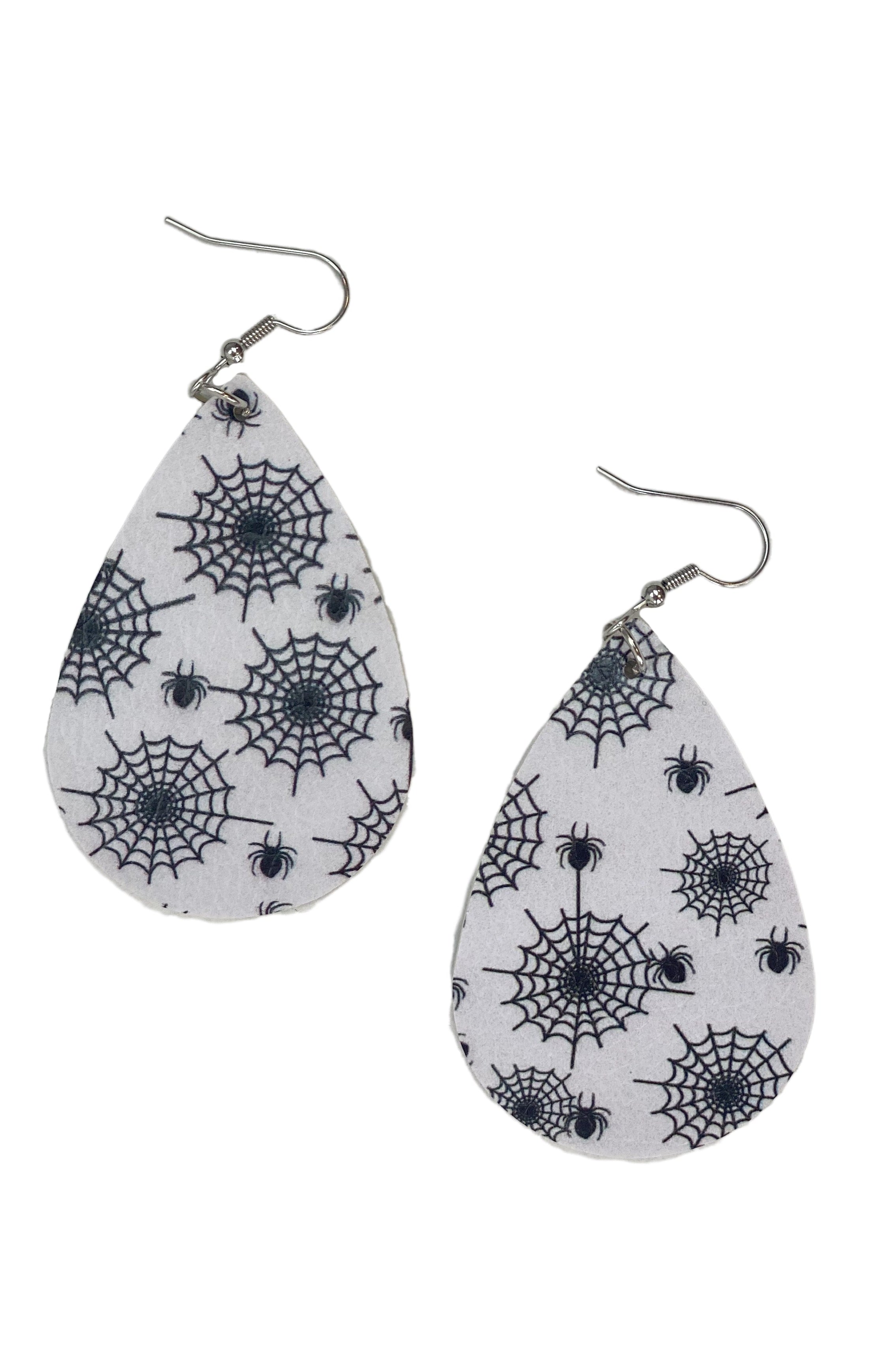 Caught In Your Web Teardrop Leather Earrings Accessories Boutique Simplified