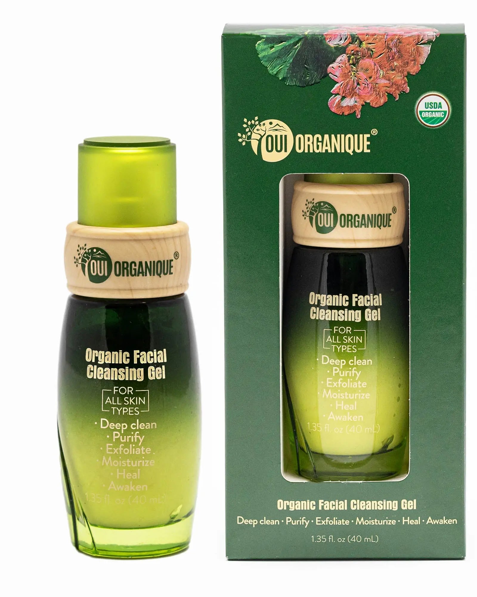 Certified Organic Facial Cleansing Gel with Geranium Oil for all skin types | sensitive skin OUI ORGANIQUE