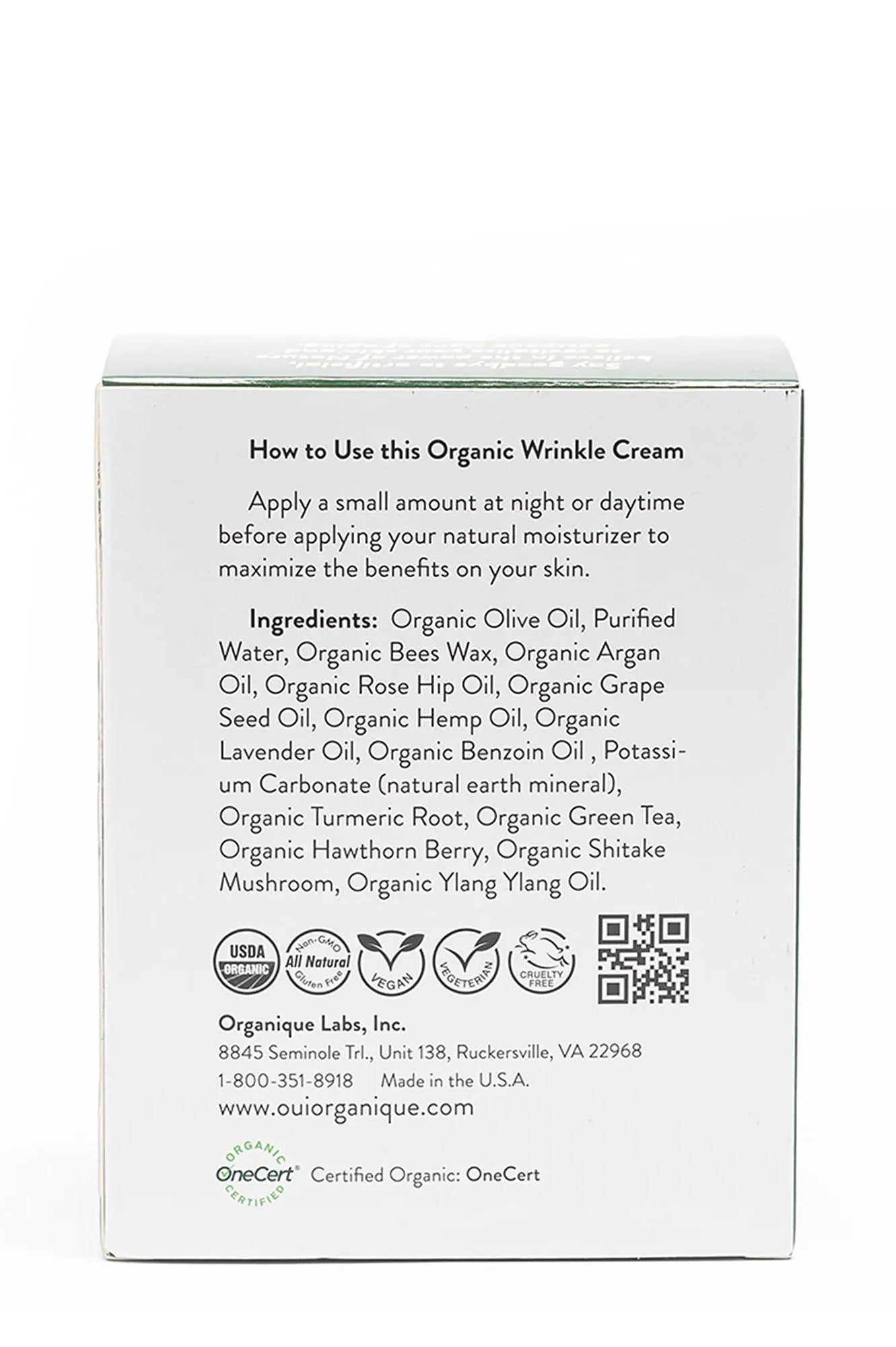 Certified Organic Rejuvenating Anti-Wrinkle Cream for All Skin types(sensitive skin) OUI ORGANIQUE
