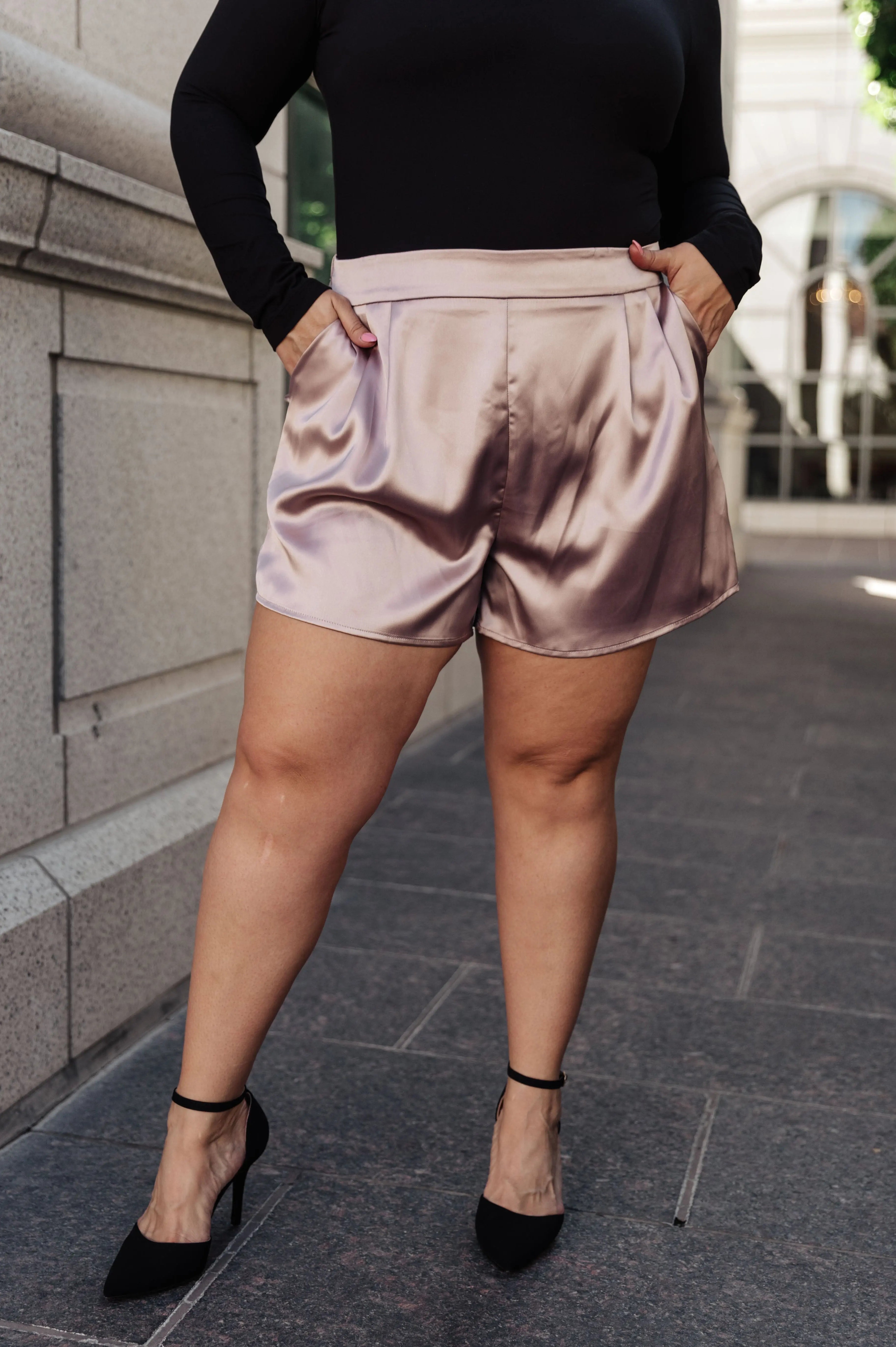 Champagne and Roses Satin Shorts Ave Shops