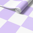 ‘Checkmate’ Checkerboard Wallpaper in Lavender | Purple checkered wallpaper Sorbet Dreams