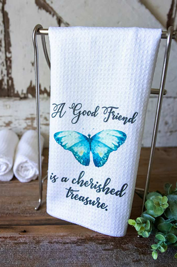 A Good Friend is a Cherished Treasure Customized Dish Towel Larissa Made This