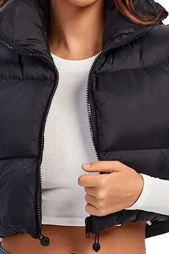 Cropped Stand Collar Puffer Vest  HWWK7NTQPE Casual Chic Boutique