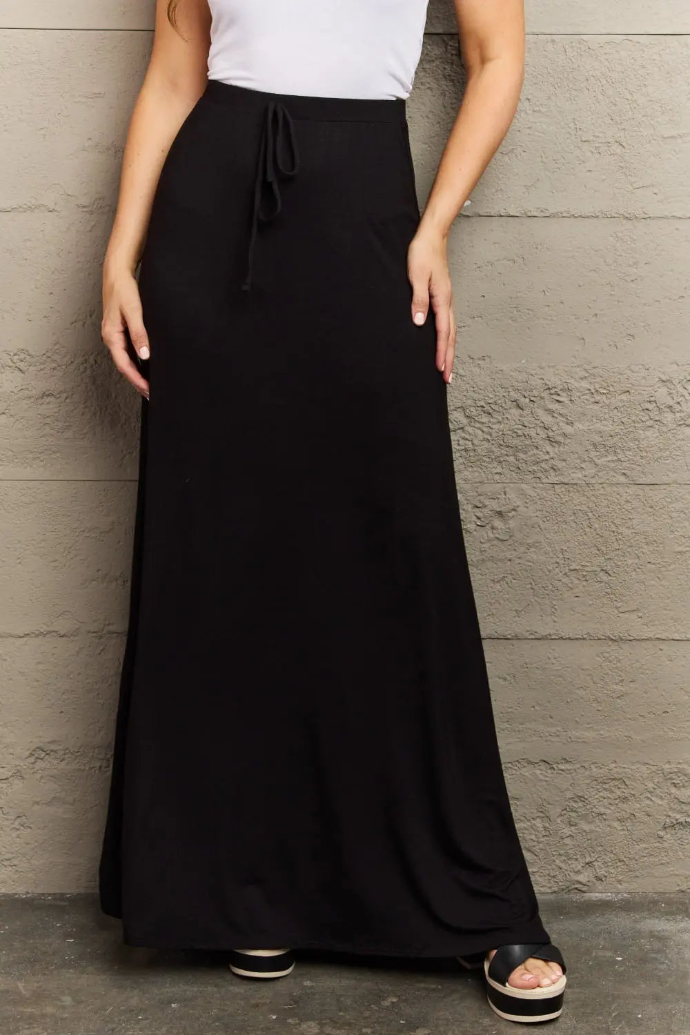 Culture Code For The Day Full Size Flare Maxi Skirt in Black Trendsi
