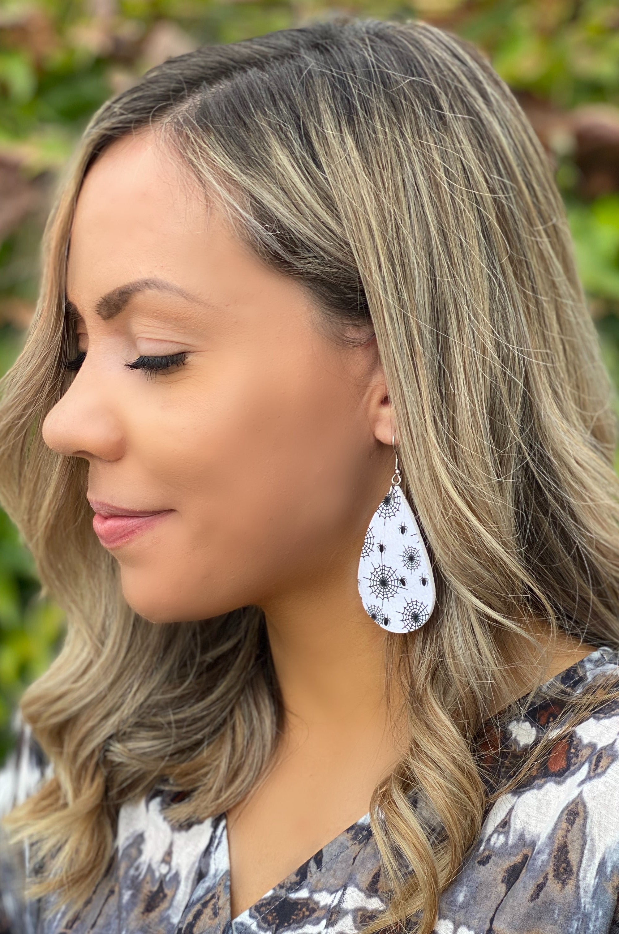 Caught In Your Web Teardrop Leather Earrings Accessories Boutique Simplified