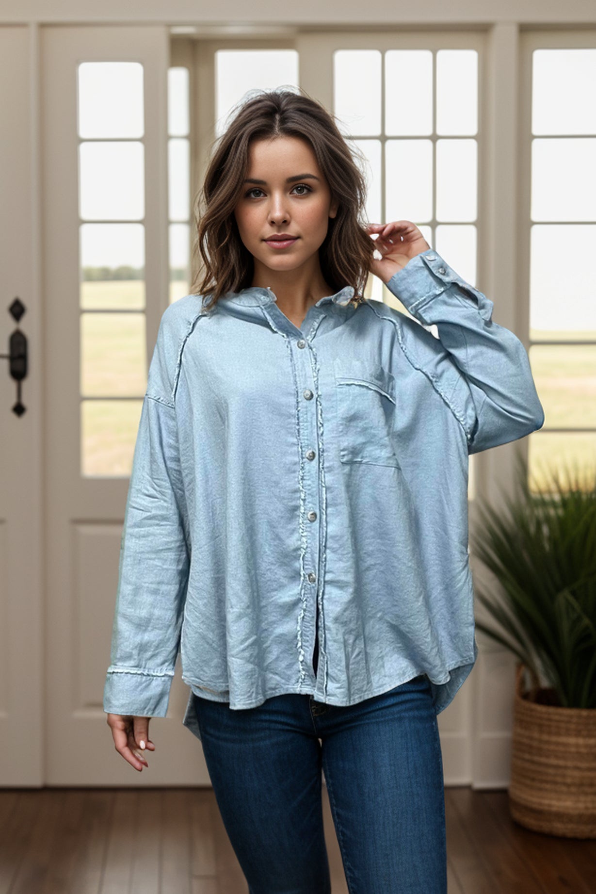 Layer Me Blue - Button Up OOTD Boutique Simplified