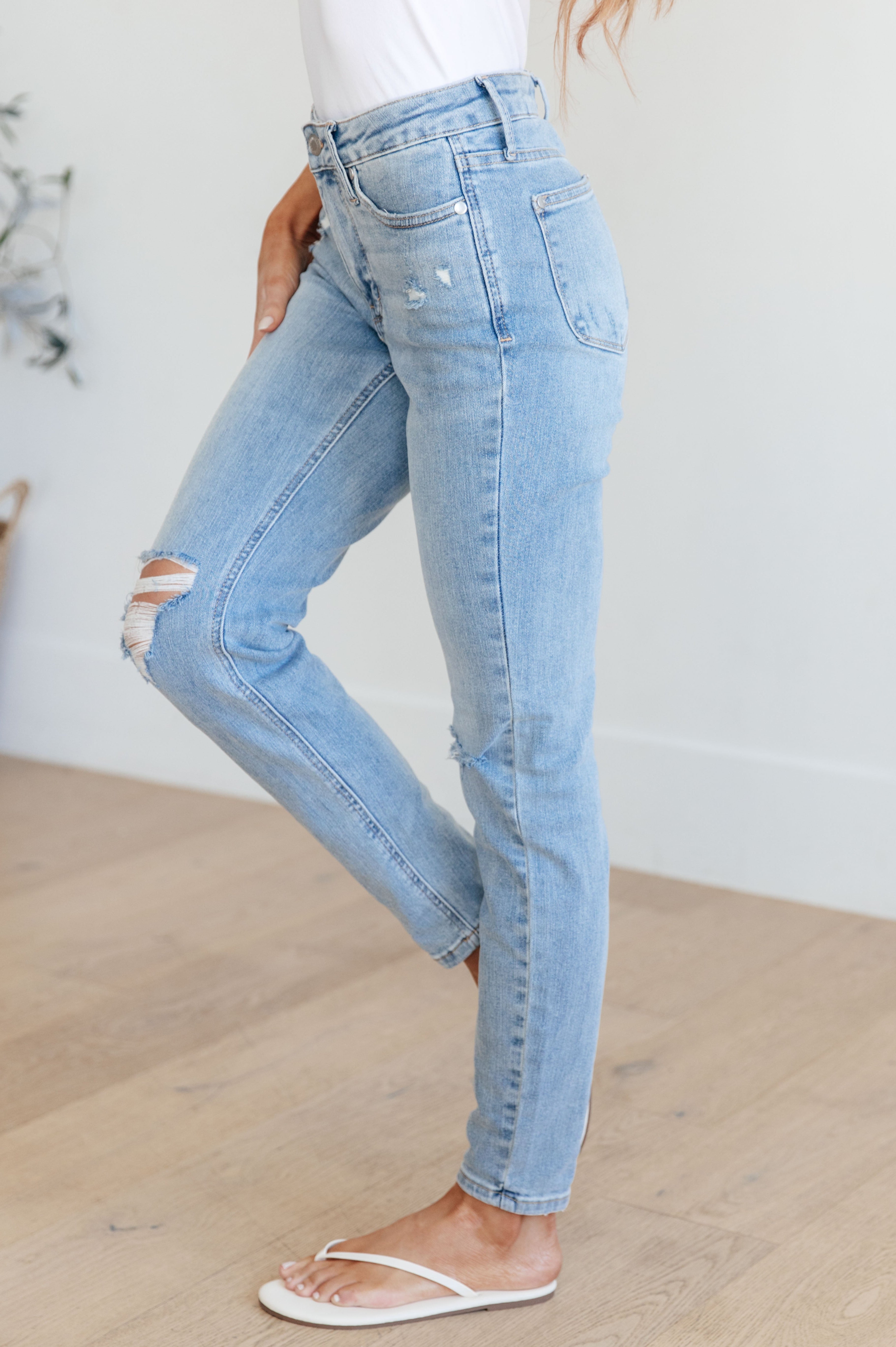 Eloise Mid Rise Control Top Distressed Skinny Jeans Ave Shops