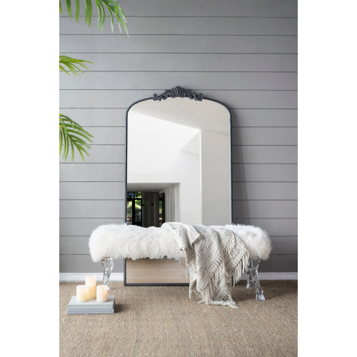 66" x 36" Full Length Mirror, Arched Mirror Hanging or Leaning Against Wall, Large Black Mirror for Living Room Vtng Furniture