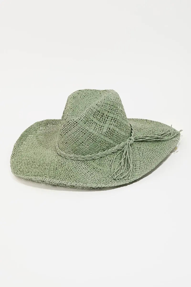 Fame Braided Strap Wide Brim Hat Trendsi