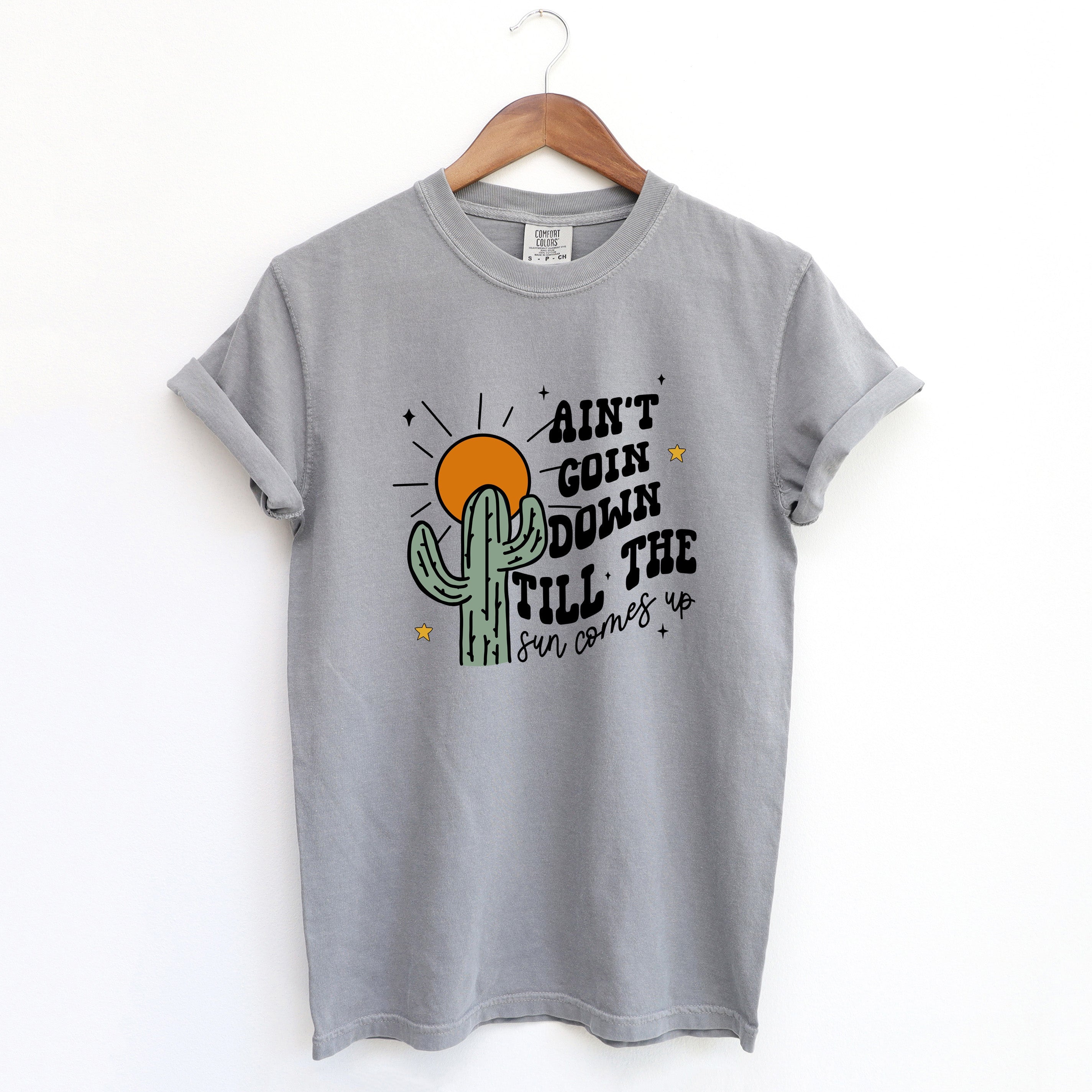 Ain't Goin Down Cactus | Garment Dyed Tee Olive and Ivory Retail