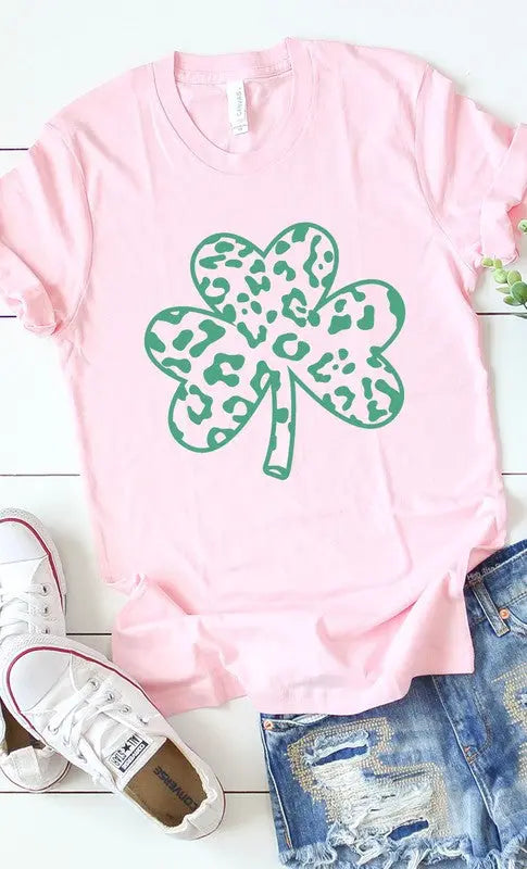 Green Leopard Clover Graphic Tee Kissed Apparel