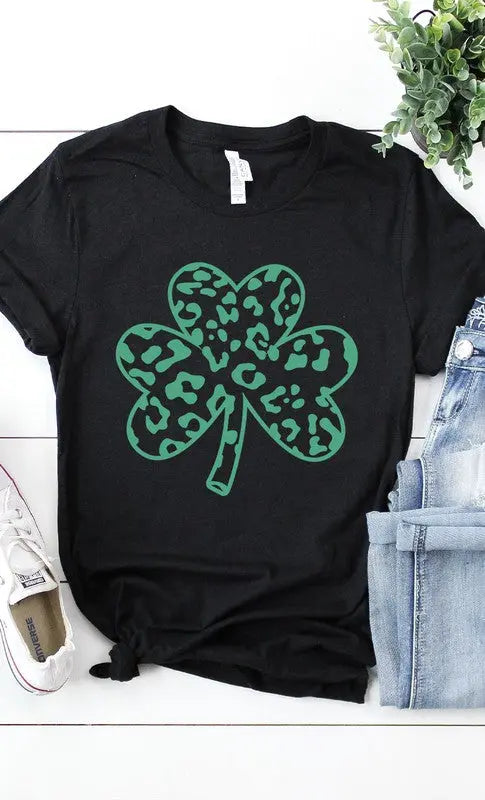 Green Leopard Clover Graphic Tee Kissed Apparel